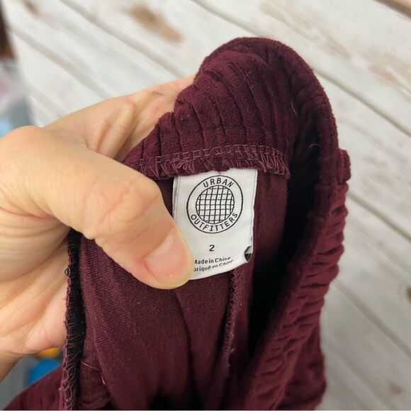 Urban Outfitters Burgundy Corduroy High Rise Flare Pants Punk Grunge - Picture 5 of 6